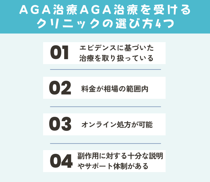 AGA治療を受けるクリニックの選び方4つを解説！